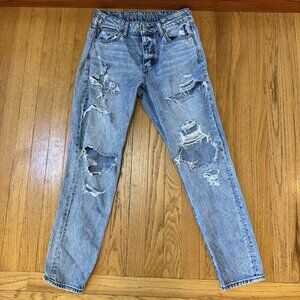 Women’s American Eagle Size 4 Distressed Acid Wash Jeans Tomgirl Style